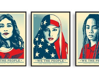 SET OF 3 Large Museum-Grade Prints, Shepard Fairey - Defend Dignity Collection, We The People, Women's March