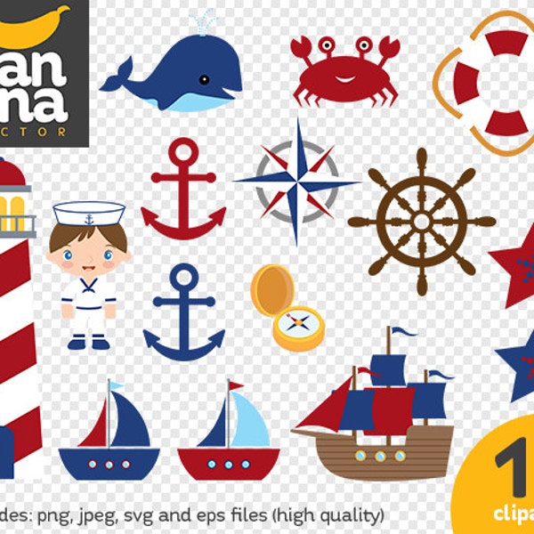 SALE Nautical Clipart png jpg svg eps files high resolution BV-CO-0011