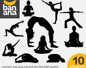 SALE Yoga 3 Silhouettes png jpg svg eps files high resolution BV-SP-0052