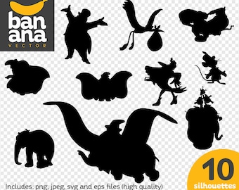 SALE Dumbo Silhouettes png jpg svg eps files high resolution BV-FA-0019
