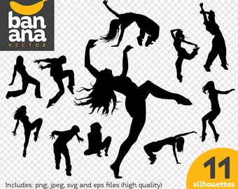 SALE Hiphop 4 Silhouettes png jpg svg eps files high resolution BV-SP-0025