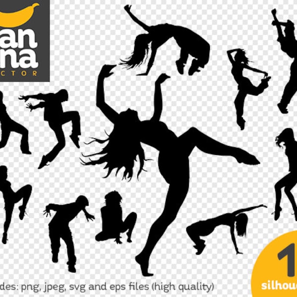 SALE Hiphop 4 Silhouettes png jpg svg eps files high resolution BV-SP-0025