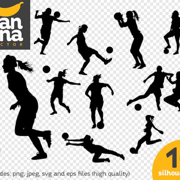 SALE Soccer Woman Silhouettes png jpg svg eps files high resolution BV-SP-0037