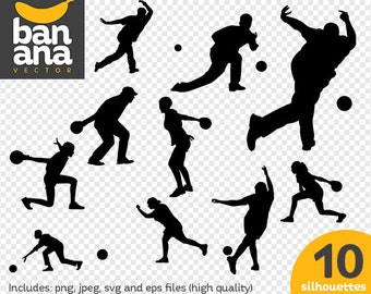 SALE Bowling Silhouettes png jpg svg eps files high resolution BV-SP-0012
