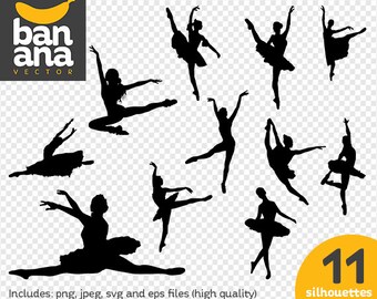 SALE Ballet Dancers 2 Silhouettes png jpg svg eps files high resolution BV-SP-0007