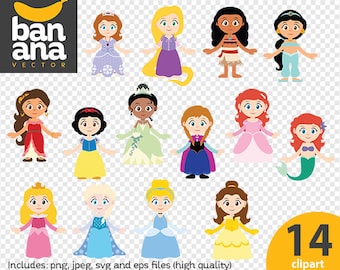 VENTE Princesses Clipart png jpg svg fichiers eps haute résolution BV-CO-0018