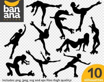 Artistic Roller Skating Silhouettes png jpg svg eps files high resolution BV-VE-0280