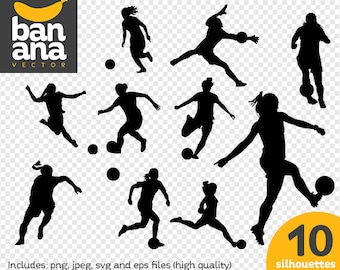 SALE Soccer Woman 2 Silhouettes png jpg svg eps files high resolution BV-SP-0045