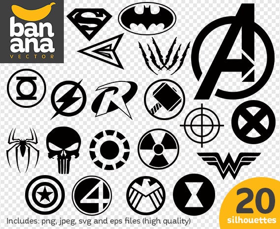 Verkauf Superhelden Logos Png Jpg Svg Eps Dateien Etsy