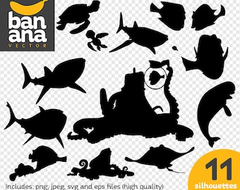 SALE Finding Dory Silhouettes png jpg svg eps dateien hochauflösende BV-FA-0084