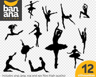 SALE Ballet Dancers1 Silhouettes png jpg svg eps files high resolution BV-SP-0006