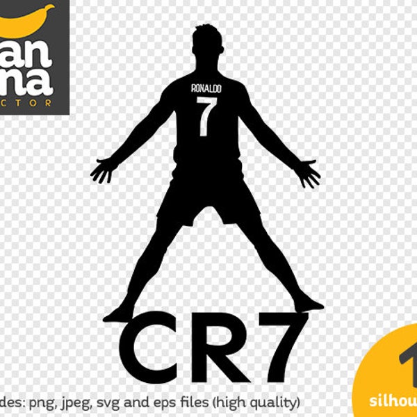 SALE Cristiano Ronaldo Silhouette png jpg svg eps files high resolution BV-SP-0030