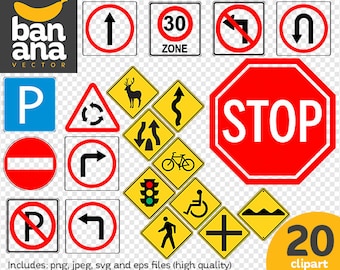 SALE Traffic Signs Clipart png jpg svg eps files high resolution BV-CO-0001