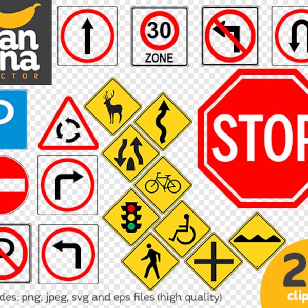 SALE Traffic Signs Clipart png jpg svg eps files high resolution BV-CO-0001