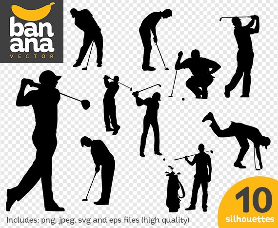 Download Free Sale Golf Player Silhouettes Png Jpg Svg Eps Files High Etsy SVG Cut Files