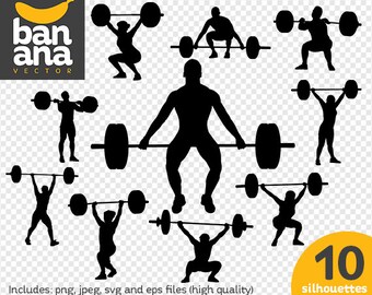 SALE Weightlifting Silhouettes png jpg svg eps files high resolution BV-SP-0043
