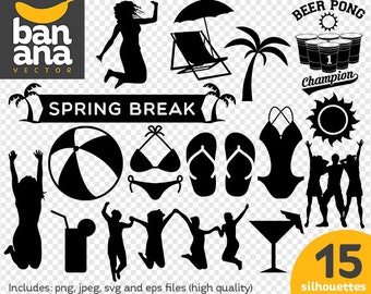 SALE Spring Break Silhouettes png jpg svg eps files high resolution BV-CE-009