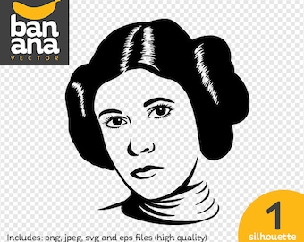 SALE Princess Leia Silhouette png jpg svg eps files high resolution