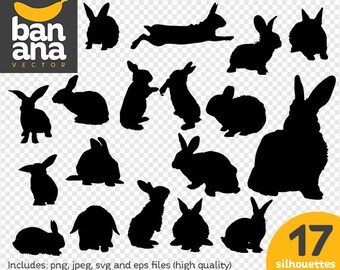SALE Rabbits 1 Silhouette png jpg svg eps files high resolution BV-AN-0052