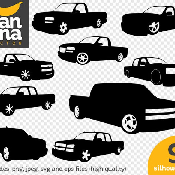 SALE Sierra Truck Silhouettes png jpg svg eps files high resolution BV-VE-0016