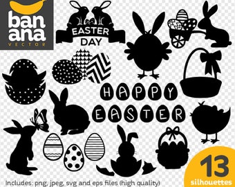 SALE Easter Silhouettes png jpg svg eps files high resolution BV-CE-008