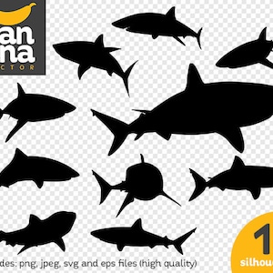 SALE Sharks 1 Silhouette png jpg svg eps files high resolution BV-AN-0055