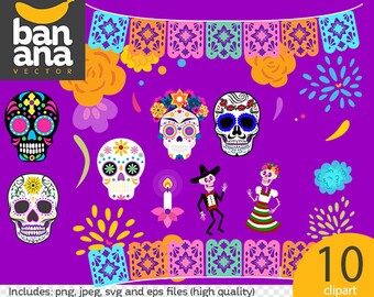 SALE Day of the Dead Clipart png jpg svg eps files high resolution BV-CO-0019