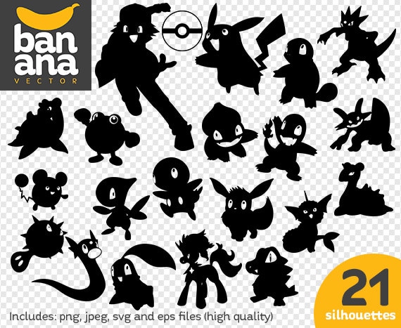 Download Sale Pokemon Silhouette Png Jpg Svg Eps Files High Resolution Etsy