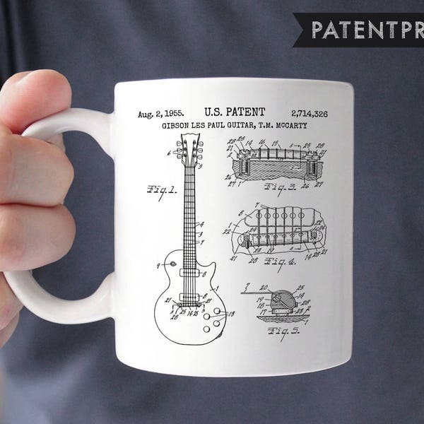 Gibson Guitar Gifts for Guitar Players Gift Guitar Art Music Gift Bass Guitar Patent Guitar Mug Guitar Gift for Musicians Gift P116