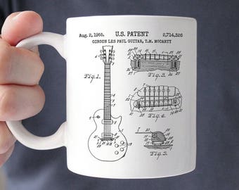 Gibson Guitar Gifts for Guitar Players Gift Guitar Art Music Gift Bass Guitar Patent Guitar Mug Guitar Gift for Musicians Gift P116