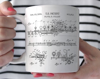Regalos de flauta regalos de banda de música para músicos regalo para flautista regalo instrumento de flauta instrumento musical taza de música regalos de músico P112