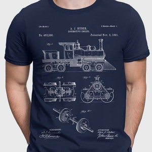 Steam Engine T-Shirt, Locomotive T Shirt, Train Shirt, Steam Engine Patent, Engineer Gift For Train Spotter, Train Fan, Railroad Shirt P165