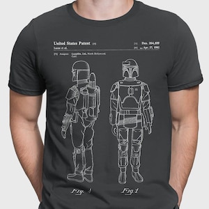 Boba Fett T-Shirt Gift For Star Wars Fan, Boba Fett Tee Star Wars Shirt, Starwars T-Shirt Gift For Him, Boba Fett Bounty Hunter Patent P379 image 3