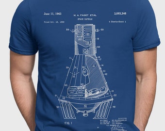 Koszulka NASA dla astronauty-geek'a kosmicznego, pomysł na prezent dla astronauty-koszulki NASA, koszulka kosmiczna z kapsułą kosmiczną NASA, fan SpaceX, tata NASA P187