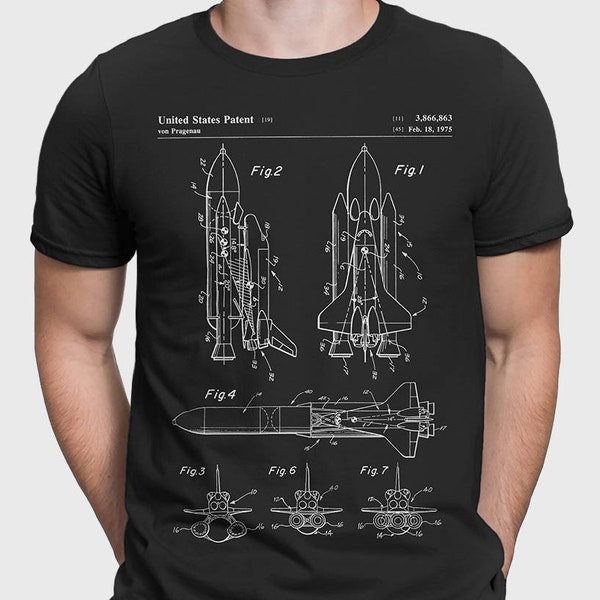 NASA Space Shuttle T-Shirt, Nasa T Shirt, Space Shuttle Patent, Astronaut, Rocketship, Geek Gift For Dad Gift For Husband P164