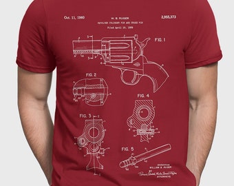 Ruger Revolver Firearm Patent T-Shirt Gift For Gun Lover, 2nd Amendment, Gun Gift For Him, Gunsmith T-Shirt, Gun Enthusiast P203