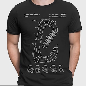 Rock Climbing T-Shirt, Carabiner Patent T Shirt, Climbing Shirt Climbing Gear Gift For Climber Rock Climbing Gift For Dad P043