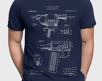 Camiseta de patente de taladro eléctrico, regalo para manitas o electricista, regalo de construcción de carpintero, regalo de camisa de taller para marido manitas P530