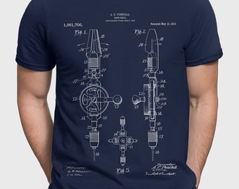 Camiseta de patente de taladro manual, regalo para manitas o electricista, regalo de construcción de carpintero, regalo de camisa de taller para marido manitas P543