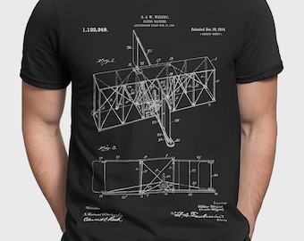 Wright Brothers Airplane Patent T-Shirt Aviation Gift For Airplane Fan, Plane Patent Gift For Pilot, Aerospace Engineer P163