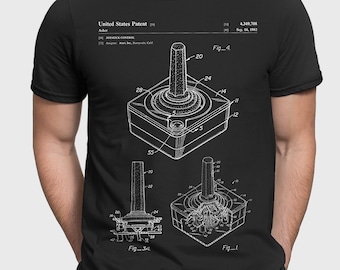 Atari Joystick Controller Patent T-Shirt, Retro Gaming Joystick, Videogaming Atari Gift For Gamer, Retro Videogames, 1980'S Gaming P513