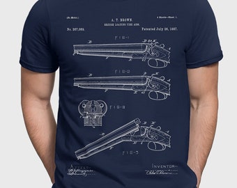 Shotgun T-Shirt For Outdoorsman, Breech Loading Shotgun For Hunter, Hunting Dad, Antique Firearms, Gunsmith Gift, Firearms Shirt P563