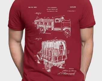 Military Army Truck Patent T-Shirt, WW2 Shirt, Military Veteran Gift For Army Veteran, Solider T-Shirt, US Army Gift For Husband P516