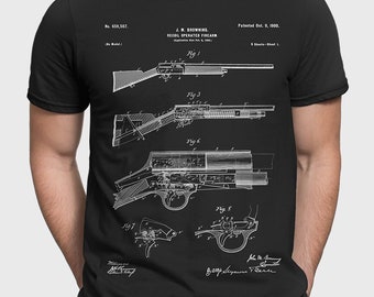 Browning Shotgun Patent Shirt, Gun Gift For Gun Lover Dad, Law Enforcement Gift, Pump Action Shotgun, Army Shirt For Military Veteran P564