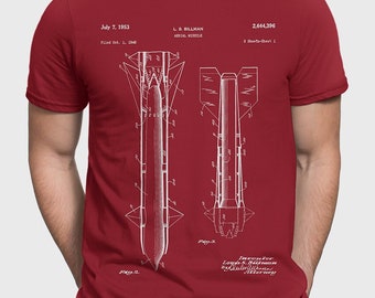 Rocket Propelled Missile Patent T-Shirt, Air Force Military Gift For Military Veteran, Cold War Gifts For Military Historian P212