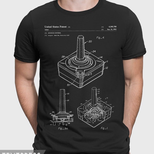 Atari Joystick Controller Patent T-Shirt, Retro Gaming Joystick, Videogaming Atari Gift For Gamer, Retro Videogames, 1980'S Gaming P513