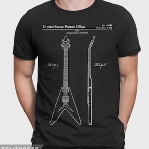 Gibson Flying V Guitar Patent T-Shirt, Gibson Flying Guitar Gift For Guitar Player, Guitarist Shirt, Guitar Teacher, Electric Guitar P477