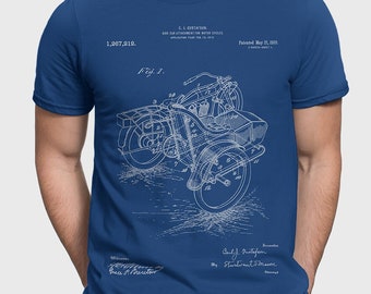 Motorcycle Sidecar Patent T-Shirt, Motorbike Sidecar, Man Cave Gift, Motorcycle Couple, Motorbike Fans, Biking Trip Shirts P525