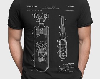 Nuclear Missile Patent T-Shirt, Cold War Gift For Military Historian, Nuclear Reactor Core Rocket Gift For US Army Gift For Him P534