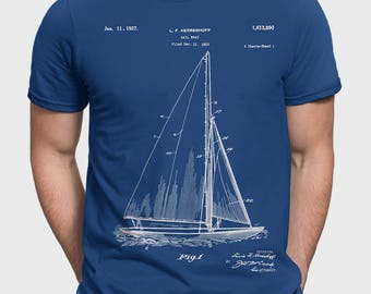 Sailboat T-Shirt, Herreshoff Sailboat T Shirt, Sailboat Patent Sailing Gift For Sailor, Nautical Gift, Vintage Sail Boat Clothing P142